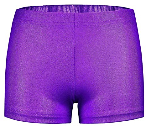 Maeau Mädchen Fahrrad-Shorts, mehrere Kombinationen Kinder Gymnastik-Shorts, Kinder Mädchen Balletthose, Glitzer Mädchen Hotpants Shorts für Sport Tanz Radfahren, violett, 7-8 Jahre
