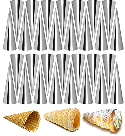 JasCherry 30 Stück Edelstahl Cannoli Form Röhren Set - Klein Kegel Konische Spirale Sahnerollen Antihaftbeschichtung - Auch für Croissant Shell Cream Roll - Kuchen Geb #1