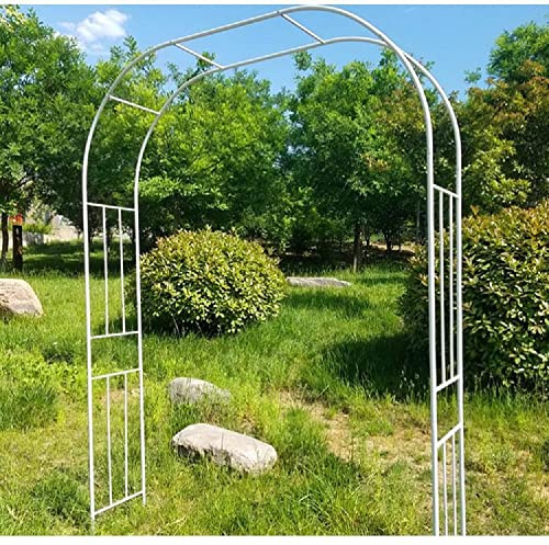 Metall Rosenbogen Tiefe 40 cm Höhe 240 cm breit 120/150/200 cm Gartenbogen Rankhilfe Torbogen massivem Rankgitter Gartentor wetterfest (B240 x H240cm, Weiß)