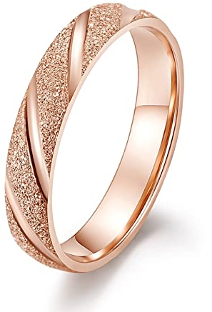 Hoisy Ringe Damen Mode, Rose Gold Ringe Einfach Roségold Größe 62 Eheringe Antragsring für Frauen