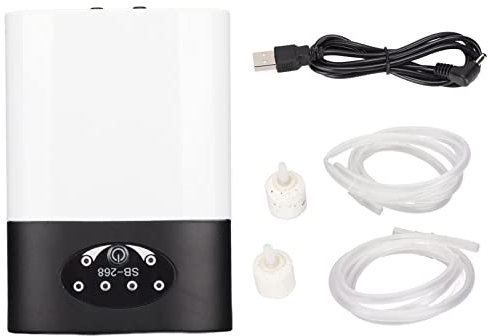 Pompe à Air pour Aquarium, Pompe à Oxygène Portable Rechargeable par USB, Aérateur Silencieux avec Pierres à Air, Pompe à Oxygène pour Aquarium, Pêche en Plein Air, Transport de Poisson, Coupures de C
