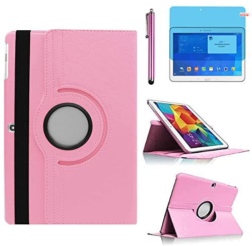 Hülle für Samsung Galaxy Tab 4 10.1'' 2014 (SM-T530 SM-T531 SM-T535), 360 Grad drehbarer Ständer Smart Schutzhülle,Mit Stylus Pen,Bildschirm Film (Pink)