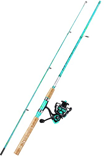 Sougayilang Spinn-Angelrutenkombination, 2-teilig, 1,5 m, 15,2 cm, Graphit und Fiberglas, langlebig und stark, Quickset Anti-Reverse-Angelrolle (1 Stück)