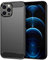 Funda para móvil iPhone 12 Pro MAX Carcasa Protectora Antigolpes Silicona Negra Diseño Fibra de Carbono Resistente Absorción de Choque [Compatible Carga Inalámbrica]