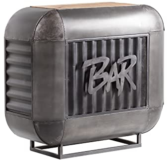 Woodkings Bartresen Bolton I Bartheke Industial I Konsolentisch mit Flaschenregal I Metall & Mangoholz I Hausbar I Barschrank I Barregal