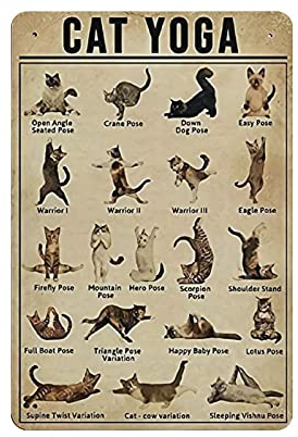 20 x 30 cm Katze Yoga Vintage Eisen Home Bar Wanddekoration Kunstdruck Poster Restaurant Dekoration