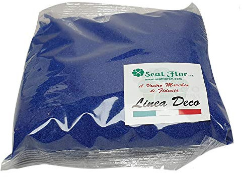 Seat Flor SRL® Sable coloré pour décoration de vases 0,5 mm Sac de 1 kg env. (25 couleurs disponibles) (Bleu Nuit)