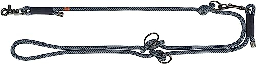 TRIXIE V-Leine Soft Rope, M-L, 2 m/10 mm, schwarz/grau - verstellbare Hundeleine für mittelgroße & große Hunde aus gewebtem Tau, 3-Fach längenverstellbar - 1984101