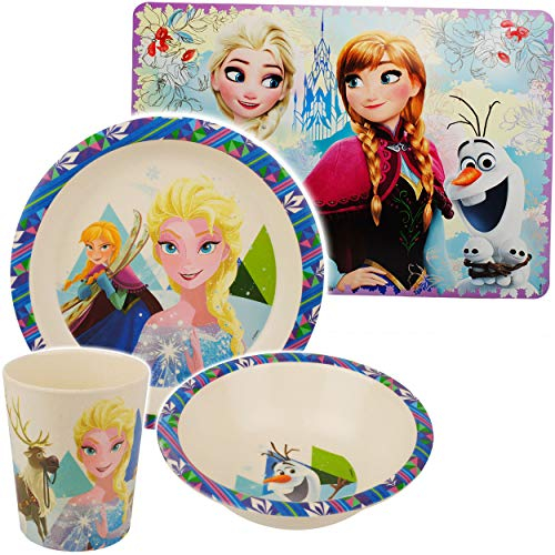 alles-meine.de GmbH 4 TLG. Set - Kunststoff - Geschirrset - die Eiskönigin - Frozen - BPA frei - Trinkbecher + Teller + Müslischale + Platzdeckchen - Kindergeschirr - Kunststoff ..