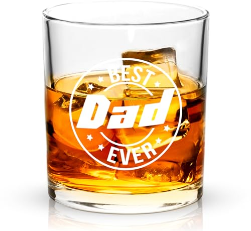 Joymaking Whiskey Glasses Gift for Dad - Best Dad Ever, Dad Whisky Glass Christmas Glasses Drinking Whiskey Glasses for Men Gift Best Dad Gifts Birthday for Dad Father 10oz
