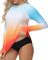 UV Shirt Damen Schwimmshirt Langarm UPF 50+ Rashguard mit Rundhalsausschnitt Sonnenschutz Badeshirt für Schwimmen, Surfen & Wassersport Atmungsaktive Quick-Dry Bademode
