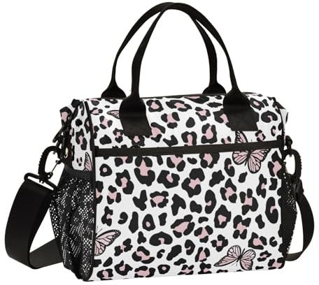 ZRWLUCKY Aesthetic Cottage - Loncheras con soporte para botellas, bolsa de almuerzo aislada con correa para el hombro, loncheras para adultos y niñas al aire libre