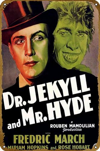 KNIOIL Filmposter Dr. Jekyll und Mr. Hyde (1931), 20,3 x 30,5 cm, Vintage-Blechschild für Zuhause, Bar, Kneipe, Garage, Dekoration, Geschenke