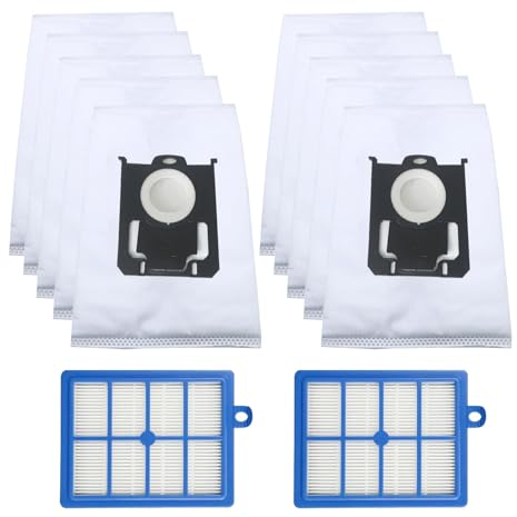 Staubbeutel Filter Zubehör für AEG VX6 VX7 VX8 VX9 Staubsauger VX6-2 VX6-1-ÖKO VX6-2-ÖKO VX7-2 VX7-2-ÖKO VX8-2 VX8-2-ÖKO VX9-2 VX9-2-ÖKO Bodenstaubsauger Ersatzteile (10 Beutel + 2 HEPA Filter)