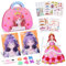 Bastelset Geschenk Mädchen 4 5 6 7 8 Jahre, Princess Stickerbuch Dress Me Up Diamond Painting Basteln Mädchen 5 6 7 8 9 Jahre, Make-up-Spiel Auf Papier Diamant Bastelset Geschenke Mädchen 4-8 Jahre