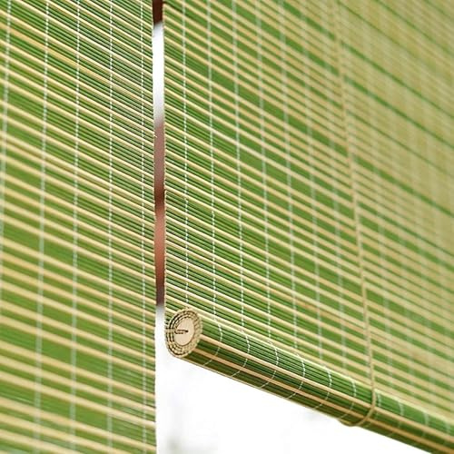 Anpassbar Bambusrollo Mit Seitenzug, Grün Natürliche Bambus Rollo Raffrollo, Sonnenschutz Atmungsaktiver Wetterfest, 50-150cm Breit 100-250cm Hoch, Partition Ichtschutz Rollo Aus Holz(50 x 110 cm)