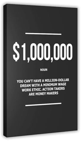 Wandkunst, motivierendes Bürodekor, Millionär, Leinwanddruck, 1 Million Dollar, 1.000.000 Finanzkunstwerk, Money Never Sleeps, Leinwandposter auf Leinwand, Poster, Schlafzimmer