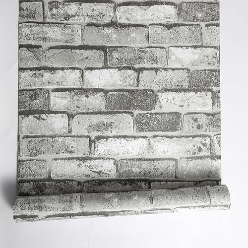 Swehooirt Grey Wallpaper for Living Room Feature Wall Grey Brick Effect Wallpaper 3D Effect Wall Paper Roll Bedroom Wallpapers for Adults Retro Walls Panelling Lounge