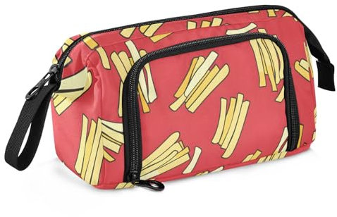 Mnsruu Federmäppchen mit großem Fassungsvermögen, Pommes Frites, Stifteetui, Schreibwaren-Tasche, Schule, Uni, Büro, Organizer für Teenager, Erwachsene, Studenten, Pommes Frites, Einheitsgröße,