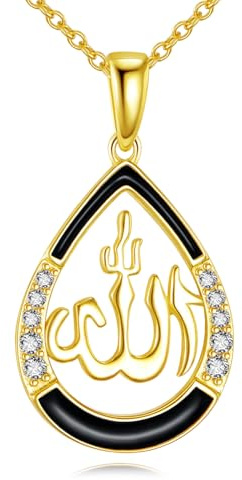 POPLYKE muslimischen islamischen religiösen Anhänger Halskette für Frauen Sterling Silber religiösen Allah-Schmuck Geschenk