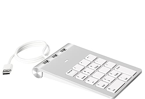 Sessleger Mini Numeric Tastenfeld Tastatur 18Tasten Numerischer SchlüSsel Pad Numpad Nummern Block mit 3 Ports USB Hub für Laptop Desktop PC