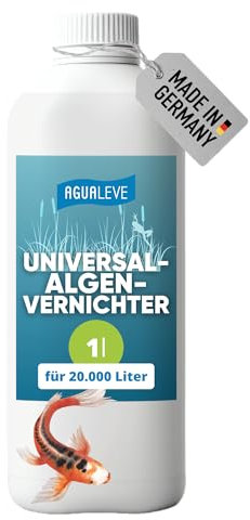 AGUALEVE® Universal-Algenvernichter 1l *NEU* | effektiv gegen alle Arten von Teichalgen mit innovativer Solar-Guard-Formel | Fisch-, Garten- & Schwimmteiche | Made in Germany | 20.000l Teichwasser