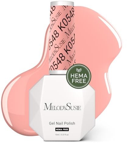 MelodySusie Hema Free Gel Nail Polish, 0.5 Fl Oz Thick Orange Pink Gel Polish, Non-Toxic, Long Lasting, Soak Off UV Nail Polish, Manicure Nail Design Salon DIY Nail Art at Home K0548