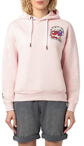 Sublevel Damen Hoodie mit Sommer-Backprint | Baumwolle | Regular fit | ohne Kragen | bedruckt | atmungsaktiv | modisch-Style | ideal für Casualmode