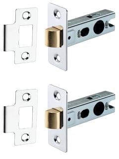 Pack of 2 High Quality 2.5 Inch (63mm) Eco Tubular Mortice Door Latch with Nickel Plated - Internal Mortice Latch Catch for Bedroom, Bathroom Doors