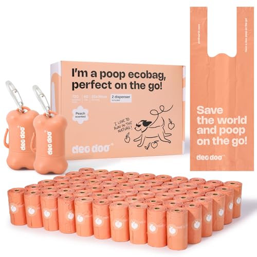 Hundekotbeutel Biologisch Abbaubar mit Henkel und Spender Kotbeutel für Hunde mit Duft 720 Stück 60 Rollen Spender Aus Recycelten Materialien Hergestellt 50% Speisestärke Auslaufsicher