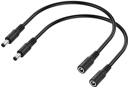 PNGKNYOCN DC 5.5 x 2.1mm Power Extension Cable,0.3M 12V 5.5mm x 2.1mm Male to Female Power Extension Cable for Security Camera, LED Strip, CCTV IP Surveillance(2-Pack) (DC 5.5 x 2.1mm)