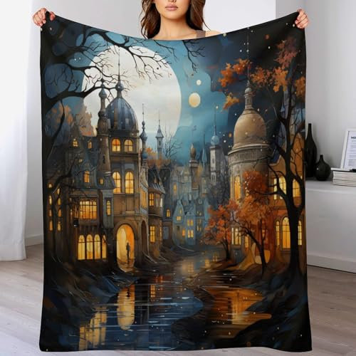 LLXXHH Stadtarchitektur Fleece Decke, Flauschige Kuscheldecken, Superweiche Leichte Flannel Wohndecke Mit Druck Für Couch Bett/Sofa 130×180cm