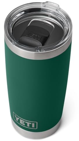 YETI Rambler Tumbler, Vaccum Insulated Stainless Steel Tumbler with Magslider Lid, Black Forest Green, 20 oz (591 ml)