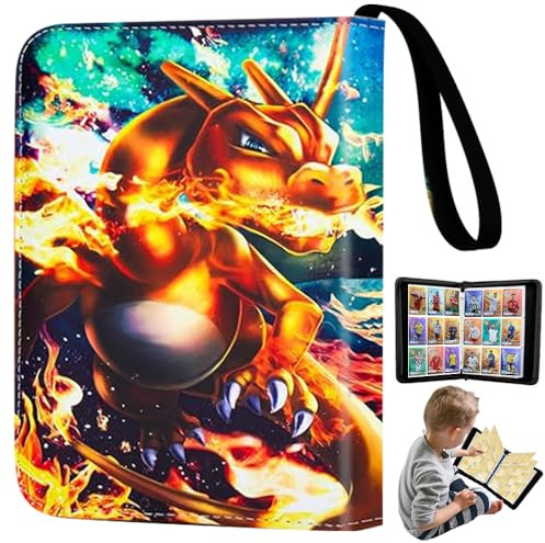 Kinfezlon Sammelalbum für Pokemon Karten, 50 Seiten 900 Taschen, Sammelalbum für Pokemon, Tragbar Sammelkarten Album, Sammelkarten Album Mit Reißverschluss Und Griffschlaufe,Kindergeeignete Geschenke