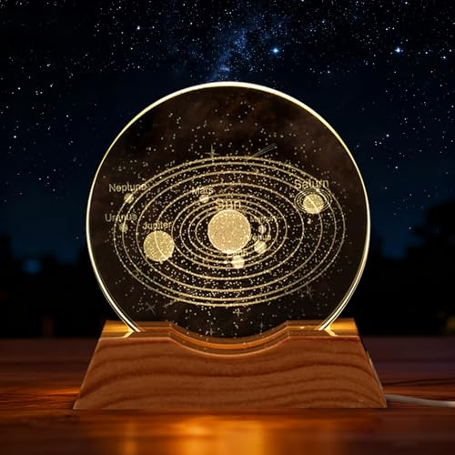 TZQFROCE 2 Stück 3D Kristallhalbkugel Nachtlicht USB 3D Planet Kristallhalbkugel Sonnensystem Kristall-halbkugel Kreative Nachtszene Astronomie Ball für Weihnachten Geburtstag Home Dekor