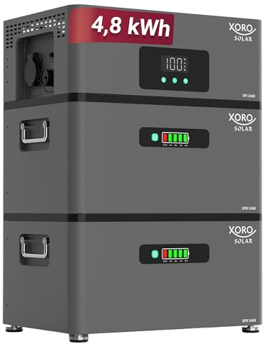 XORO SOLAR ATLAS-E 4,8 kWh AC-Solarspeicher für Balkonkraftwerk, bis 12 kWh | Mit 2400 W Lade-/Entladeleistung, Notstrom, IP65 und App-Steuerung für mehr Eigenverbrauch aus Solarstrom