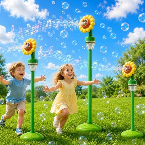 Sonnenspark Machine a Bulles pour Enfant, Machines à Bulles de Savon, Bubble Machine, Lumière LED et Musique, 150 ML + 20 Liquides à Bulles pour Fête, Mariage