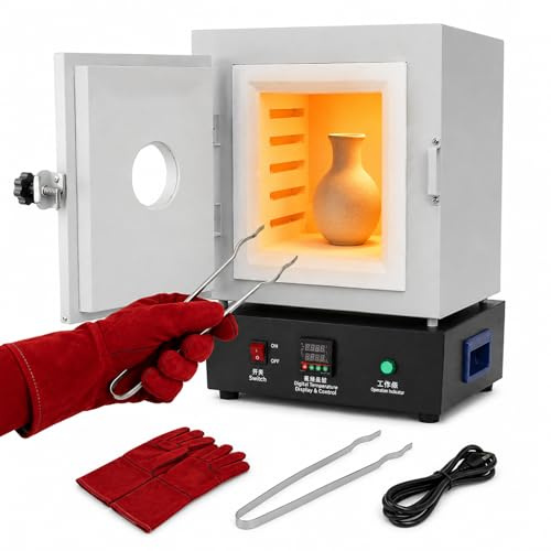 HCAUYNN Forno per Ceramica Elettrico 1150°C, Mini Forno Ceramica con Controllo PID Digitale per Argilla, Gioielli e Cottura Ceramica