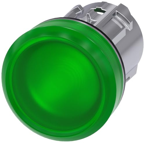 Siemens 3SU1051-6AA40-0AA0 Indicator Light, 22MM, Round, Metal, Shiny, Green, Smooth Lens, White