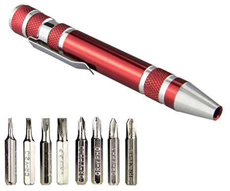 SWATOM 8 in 1 Mini Screwdriver Set Small Screwdrivers Pen Magnetic Repair Tools EDC Compact Precision Gadgets for Computer Eyeglasses Daily Home Improvement Use (Red)