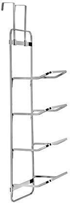 Croydex Modern Towel Rack, Back of Door Storage with Stabilising Self-Adhesive Pad, Bathroom Towel Holder, Additional Bathroom Towel Storage, Fits Four Towels, 71x20x14cm, 5-Year Rust-Free Guarantee