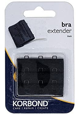 KORBOND Double Hook Bra Extender – x 1 38mm Black Bra Extender – Machine Washable – Increase Bra Size By Up To 8cm – Comfort Fit