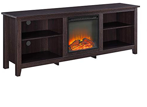 WE Furniture 70 Wood Fireplace TV Stand Console, Espresso