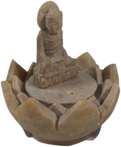 GURU SHOP Speckstein Räucherstäbchenhalter - Buddha, 5x4x4 cm