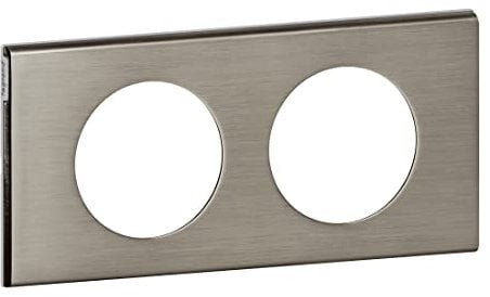 LEGRAND - Plaque Céliane - Plaque de Finition pour Prises et Interrupteurs Céliane - 2 Postes - Matière Inox Brossé