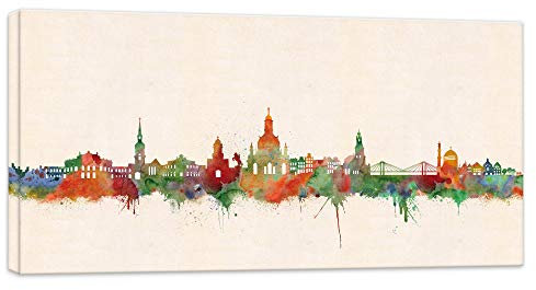 Druck auf leinwand Stencil Graffiti - Bild Dresden Skyline Paul London! Bild fertig auf Keilrahmen !Kunstdrucke, Wandbilder, Bilder zur Dekoration (30x60cm)