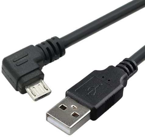 JSER Câble de données et de chargement, coudé à gauche à 90 degrés, micro USB 2.0 type 5 broches vers USB 2.0 type A, 480 Mbit/s, données pour téléphone, tablette, ordinateur, appareil photo (150 cm)