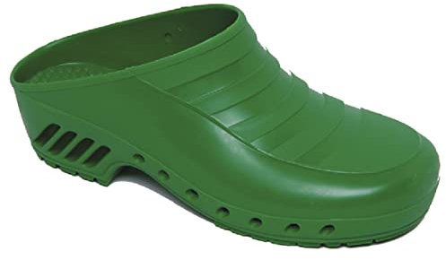 Gima - Zoccoli Professionali, Anatomici, Unisex, Antiscivolo, Antistatici, Tomaia Non Forata, Suola Forata, Colore Verde, Misura 39 EU, 1 Paio