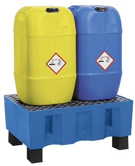 kaiserkraft | PE-Auffangwanne für 60-Liter-Fässer | Auffangvolumen 60 l | mit vier Füßen | mit GFK-Gitterrost