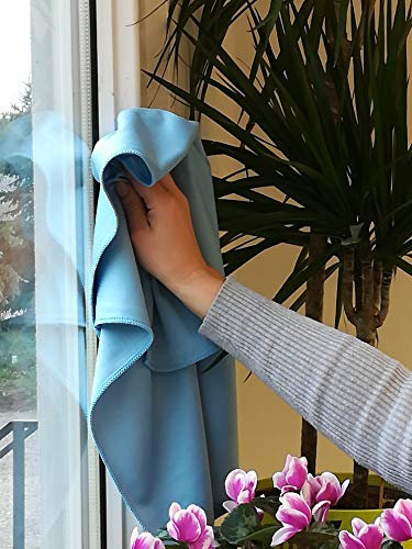 WFG Fenstertuch Glassy Premium blau - Profi Qualität, Microfasertuch 50 x 70 cm, Fensterputzen (2)